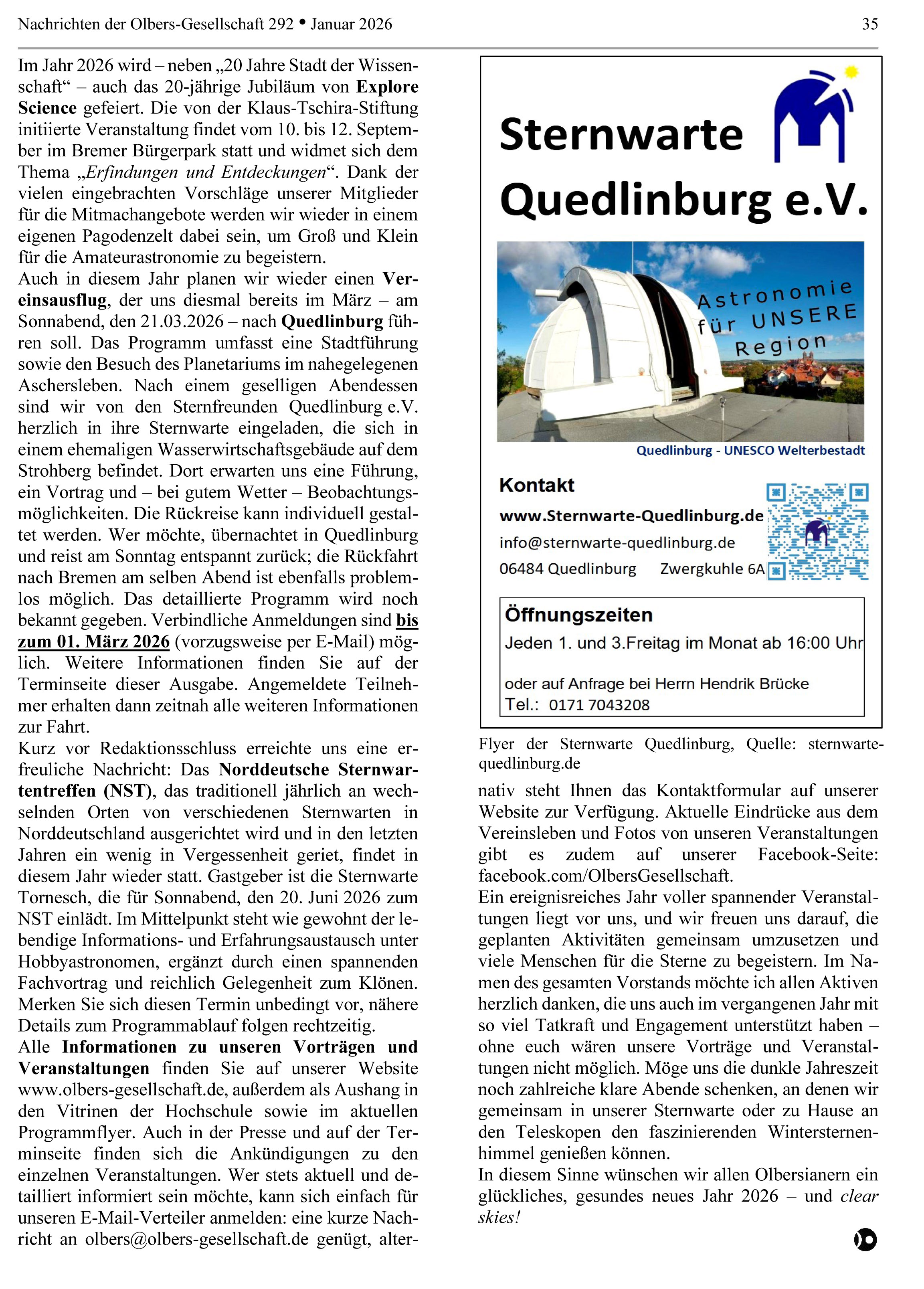 ON 292 2026 Vereinsleben