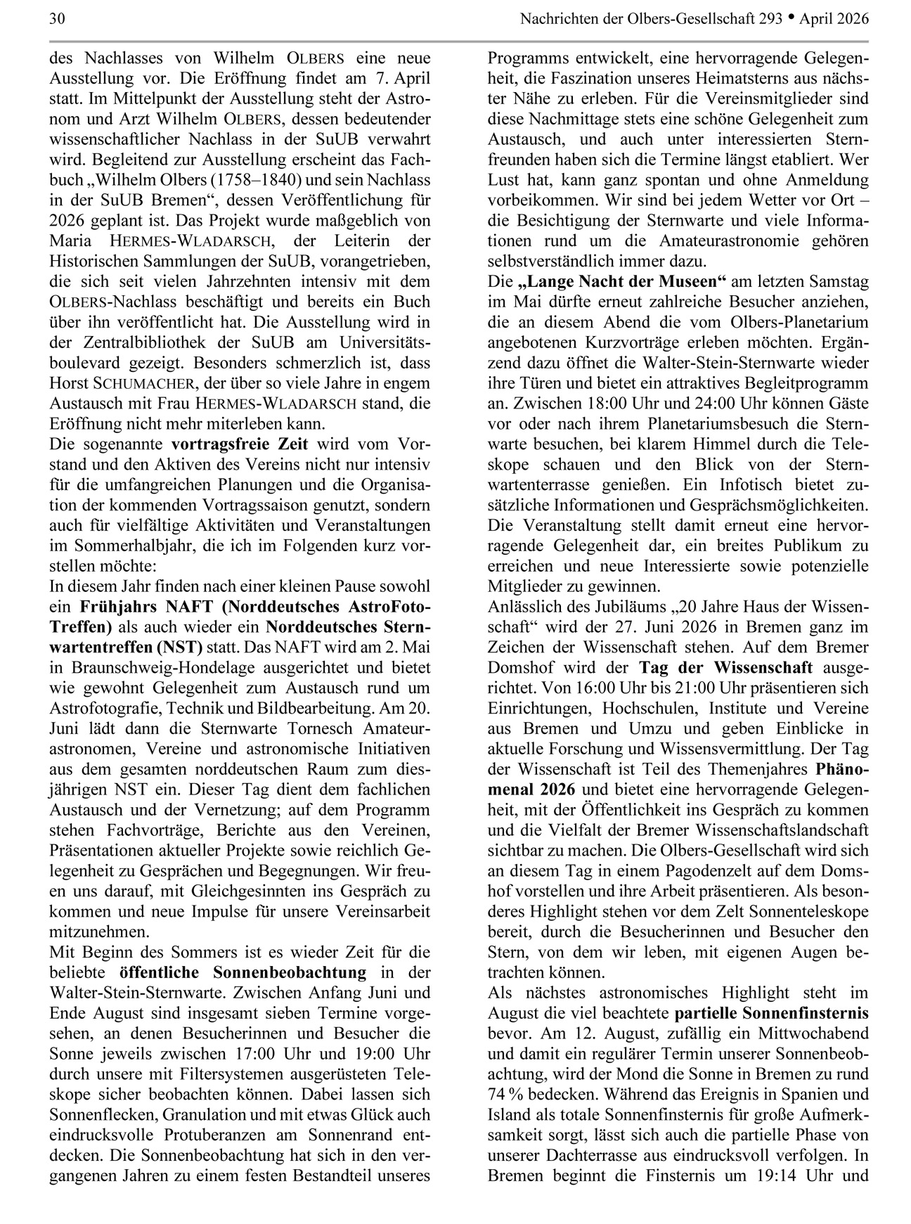 ON 293 2026 Vereinsleben