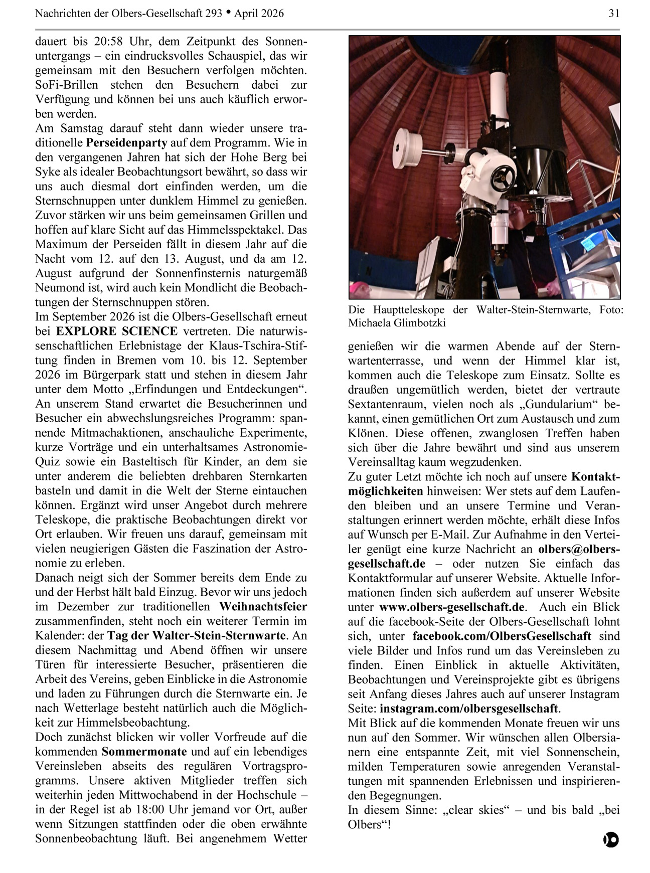 ON 293 2026 Vereinsleben