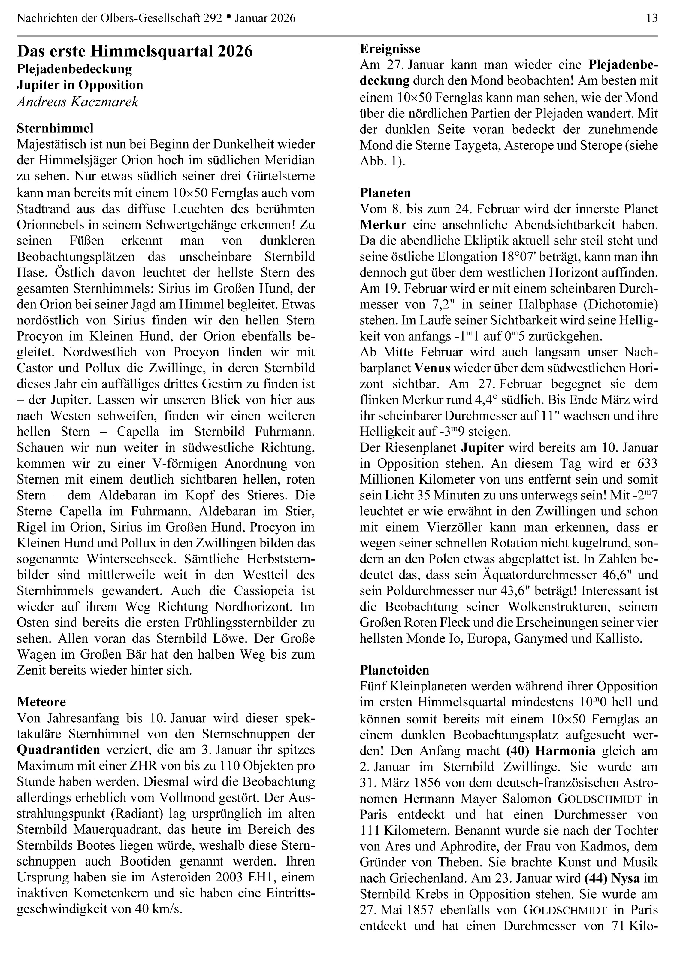 ON 292 2026 Beobachtungsquartal 1