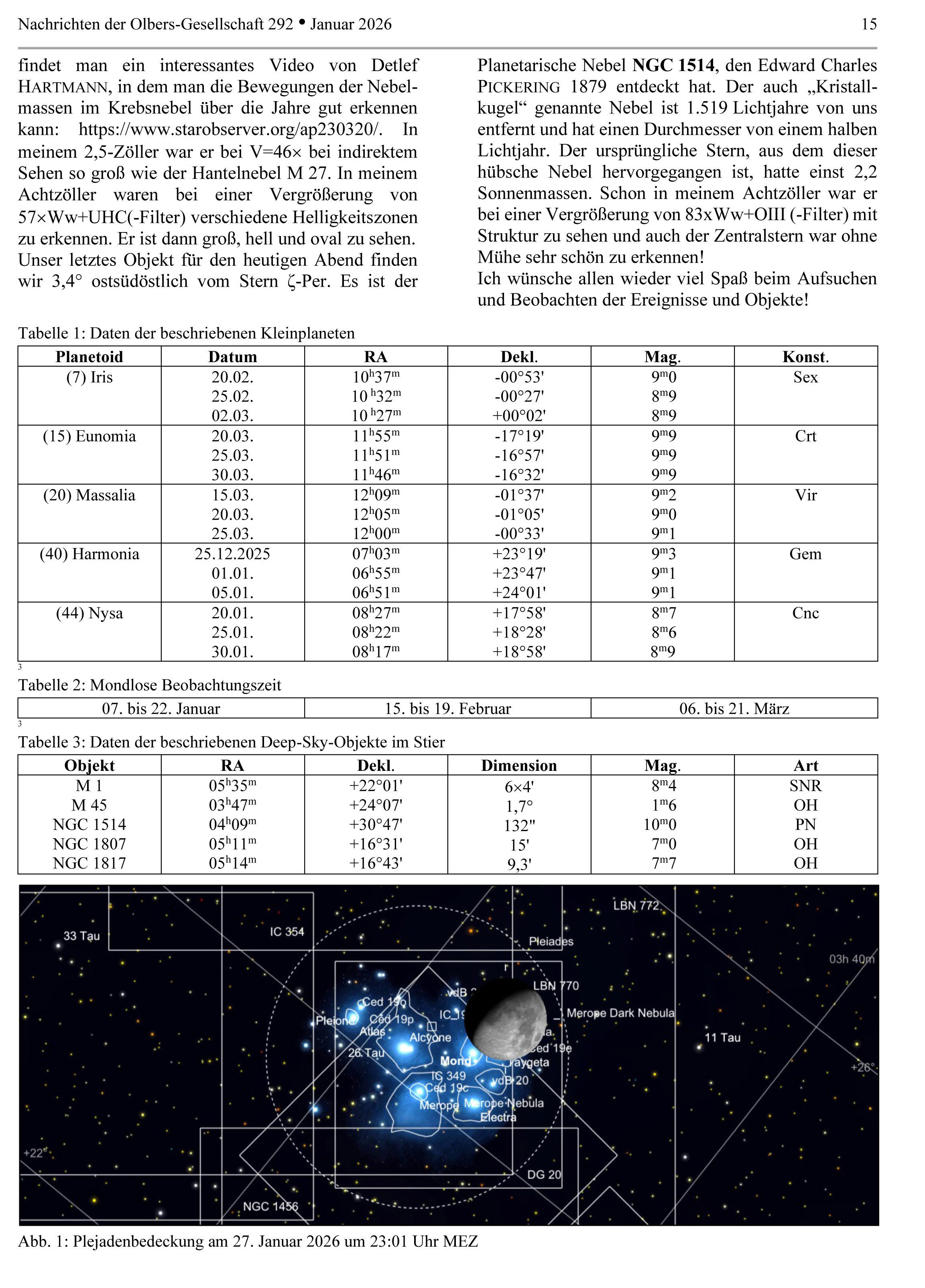 ON 292 2026 Beobachtungsquartal 1
