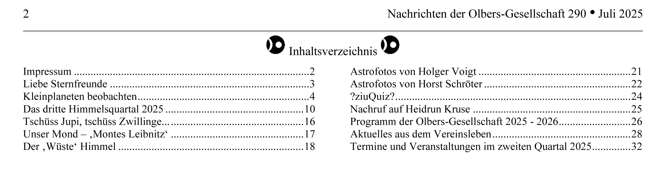 Inhaltsverzeichnis Q3 2025
